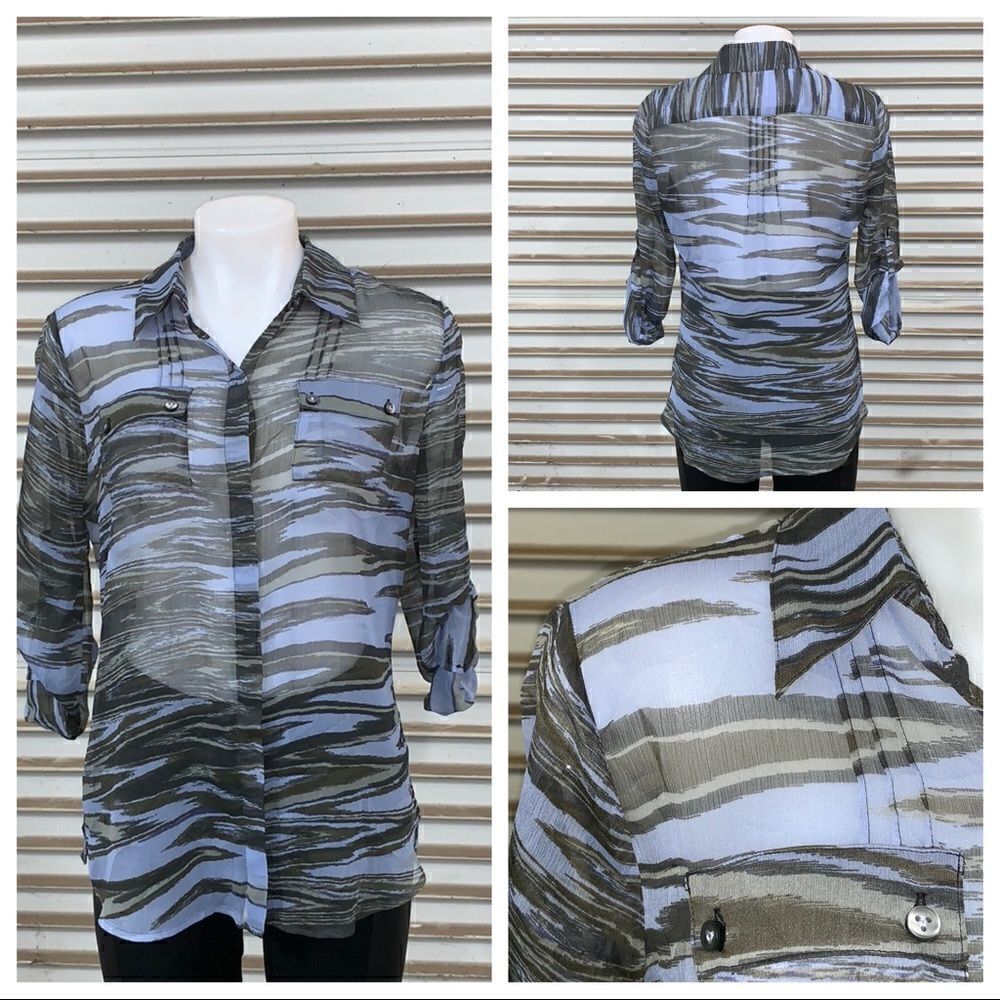 🛍️Calvin Klein blouse sheer with pockets